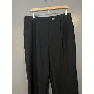 Anne Klein Pants Womens 14 Black Dress Slacks Straight Leg Work Office Career